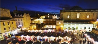 An aerial view of Bath Xmas Market 